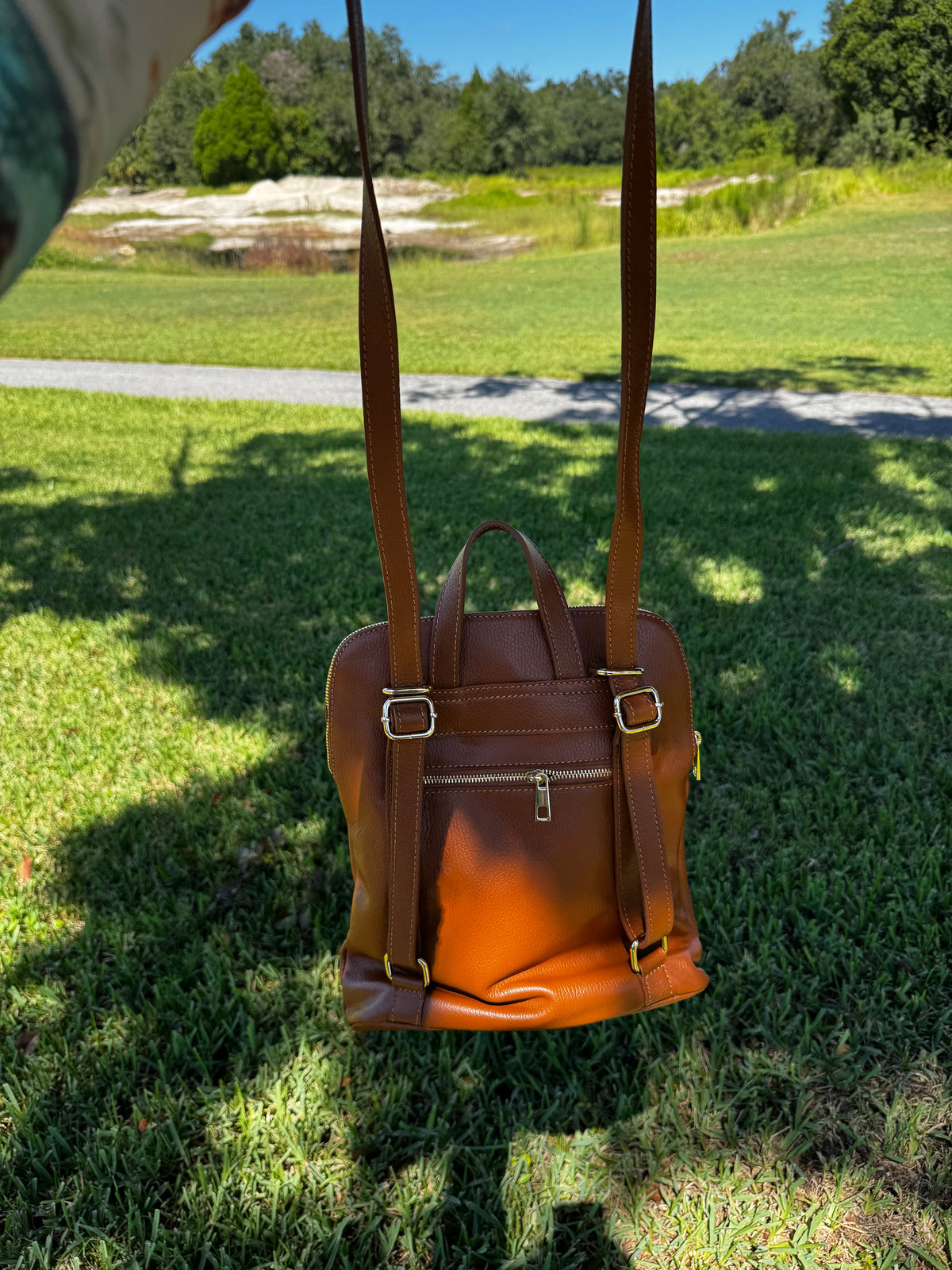 Italian Leather Top Handle Convertible Backpack