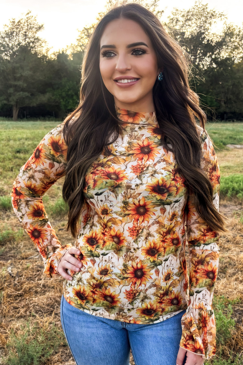 Sterling Kreek - Sunflower Shine Mesh Top - L