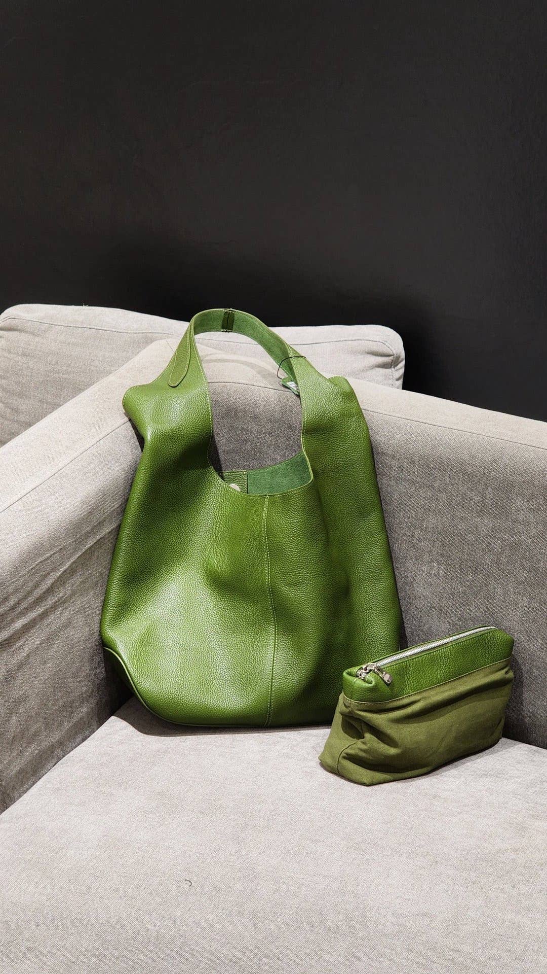Sook Stainable - Grain leather simplistic tote bag - Caramel