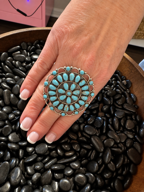 Authentic Native Turquoise Cluster Ring by Ben Boyd