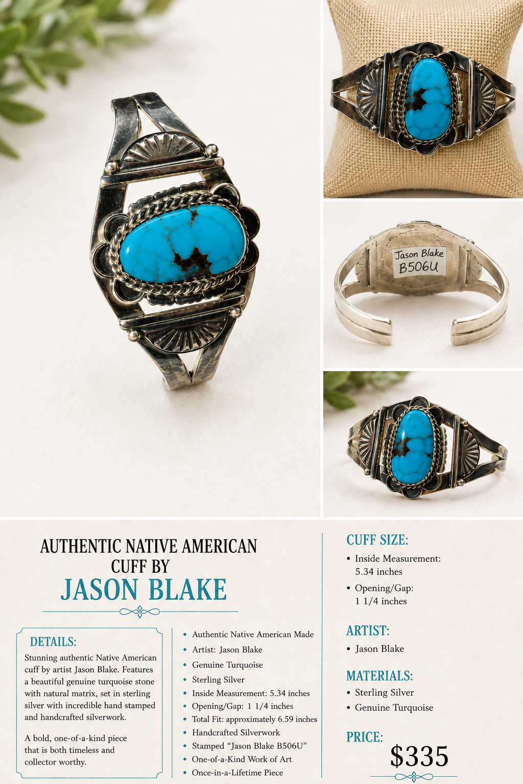 Authentic Native American Turquoise Cuff — Jason Blake