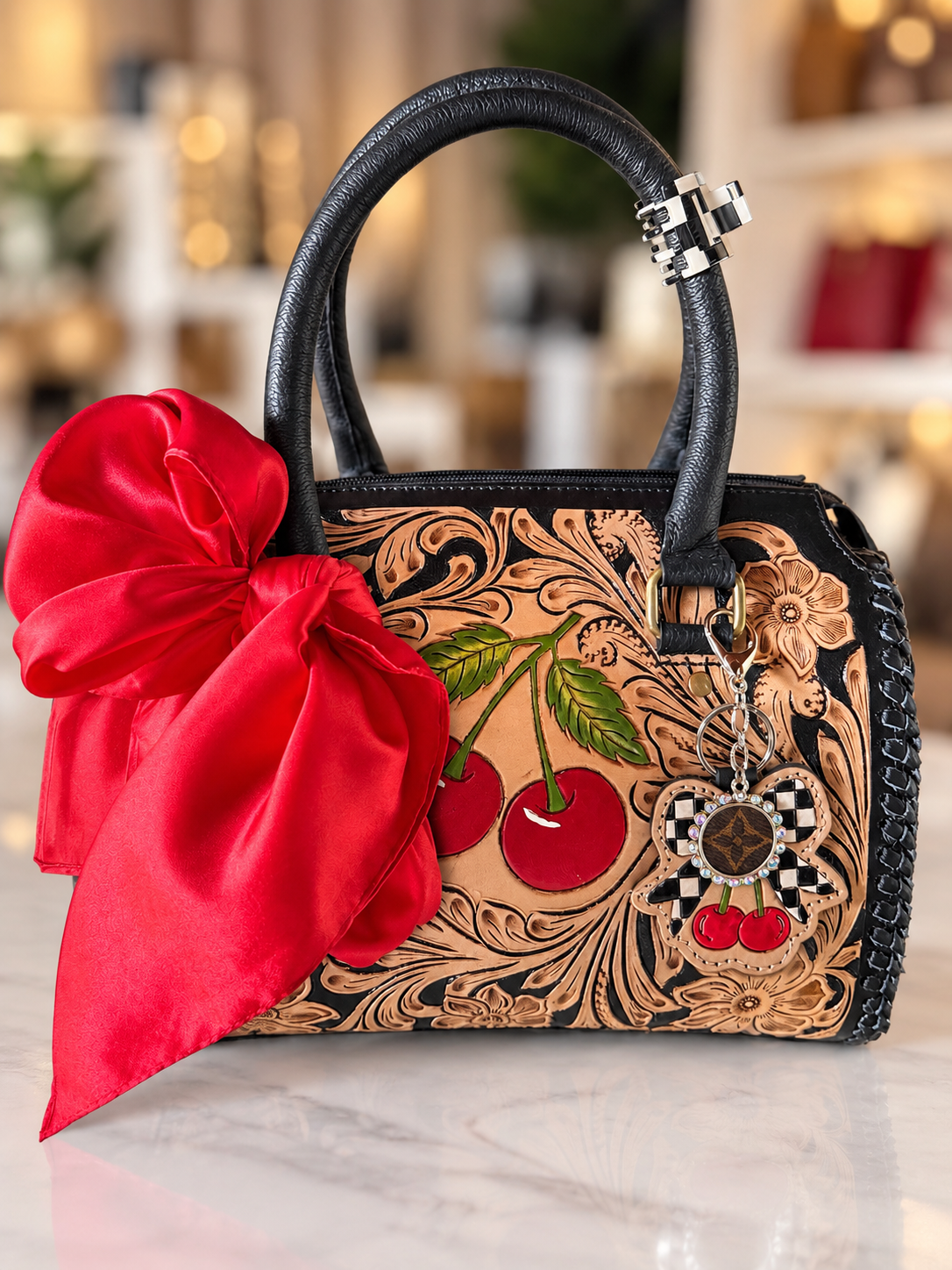 Cherry baby medium speedy handbag with accessories included!