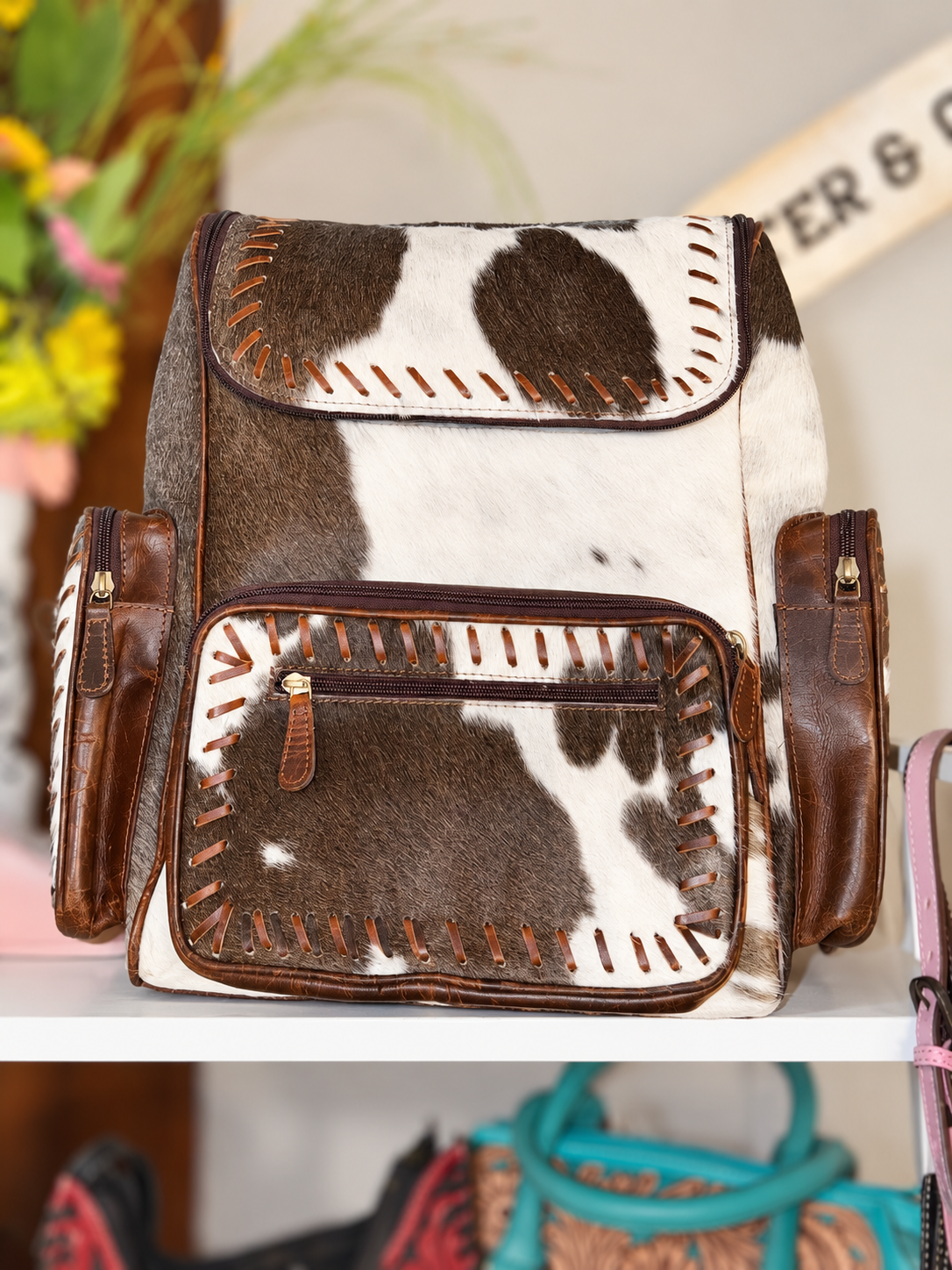Large cowhide stitched back pack!