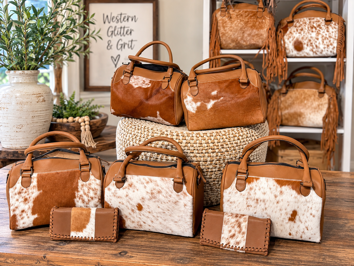 Stock yard- Exclusive western glitter and grit branded speedy bag with wallet! ( comes with free wild rag)