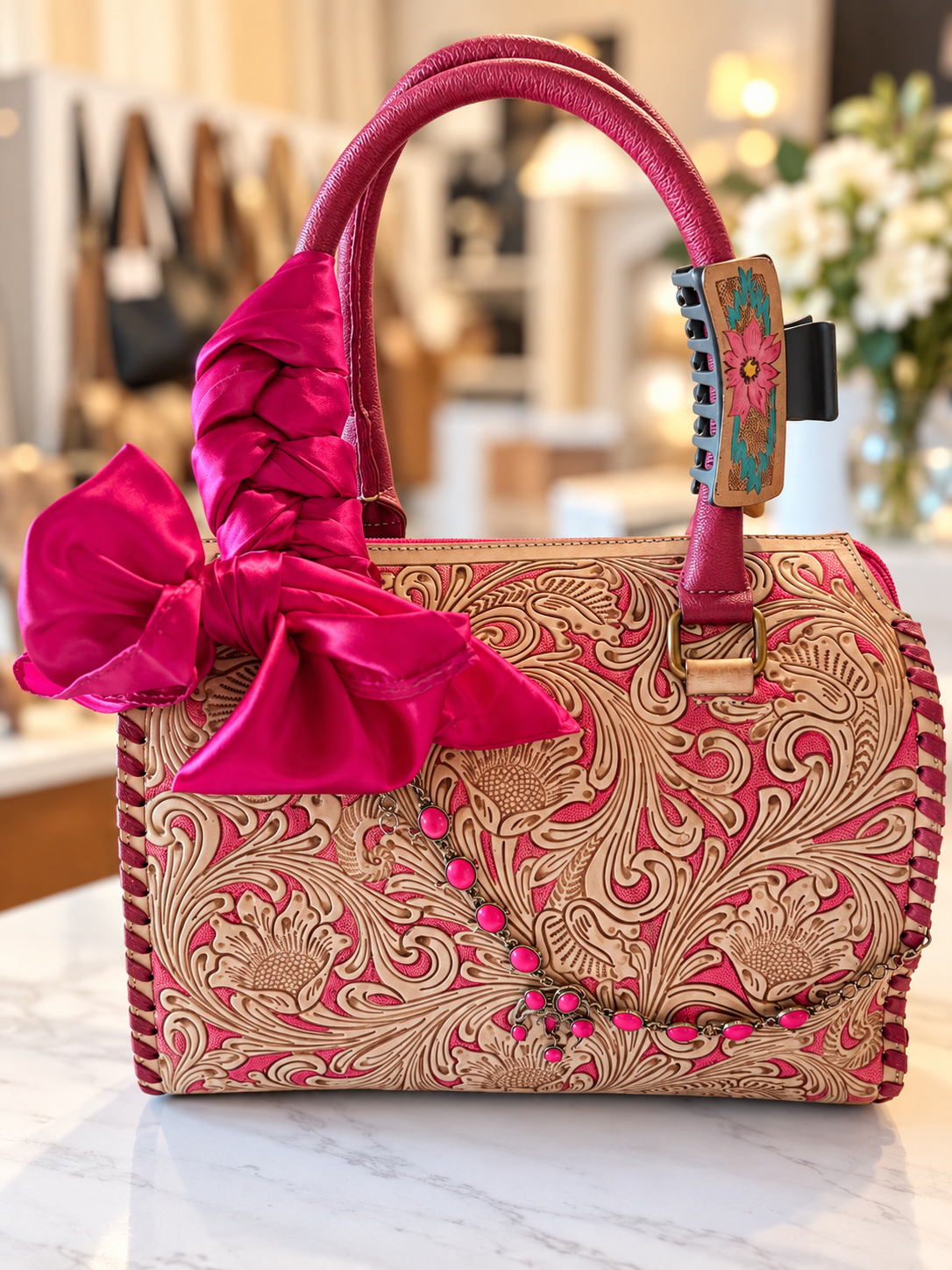 Medium Exclusive branded glitter & grit speedy bag with matching wallet and accessories!