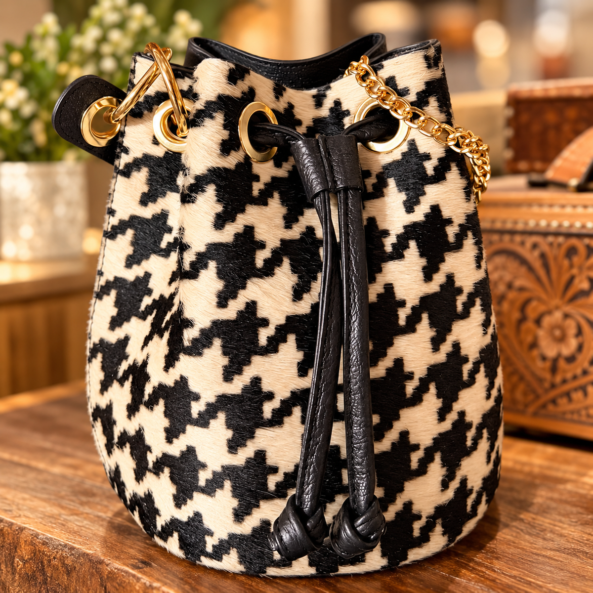 Hair-on small Italian bucket bag! Made in Italy!