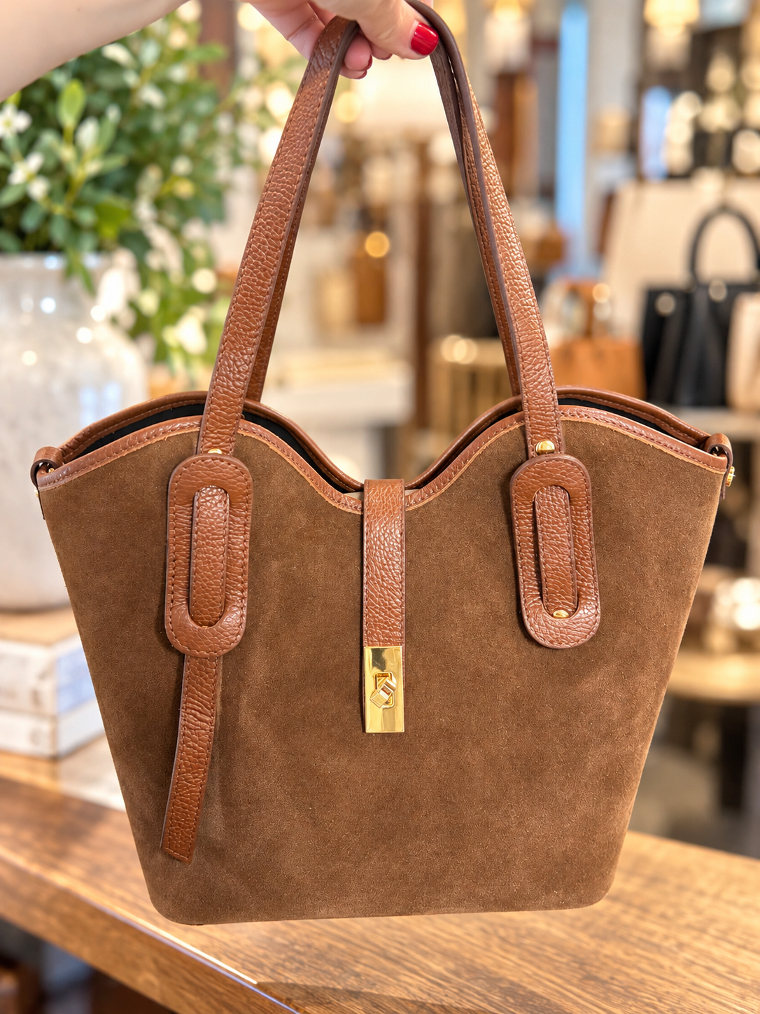 Caramel Canyon Suede Tote - medium size! Made in Italy!