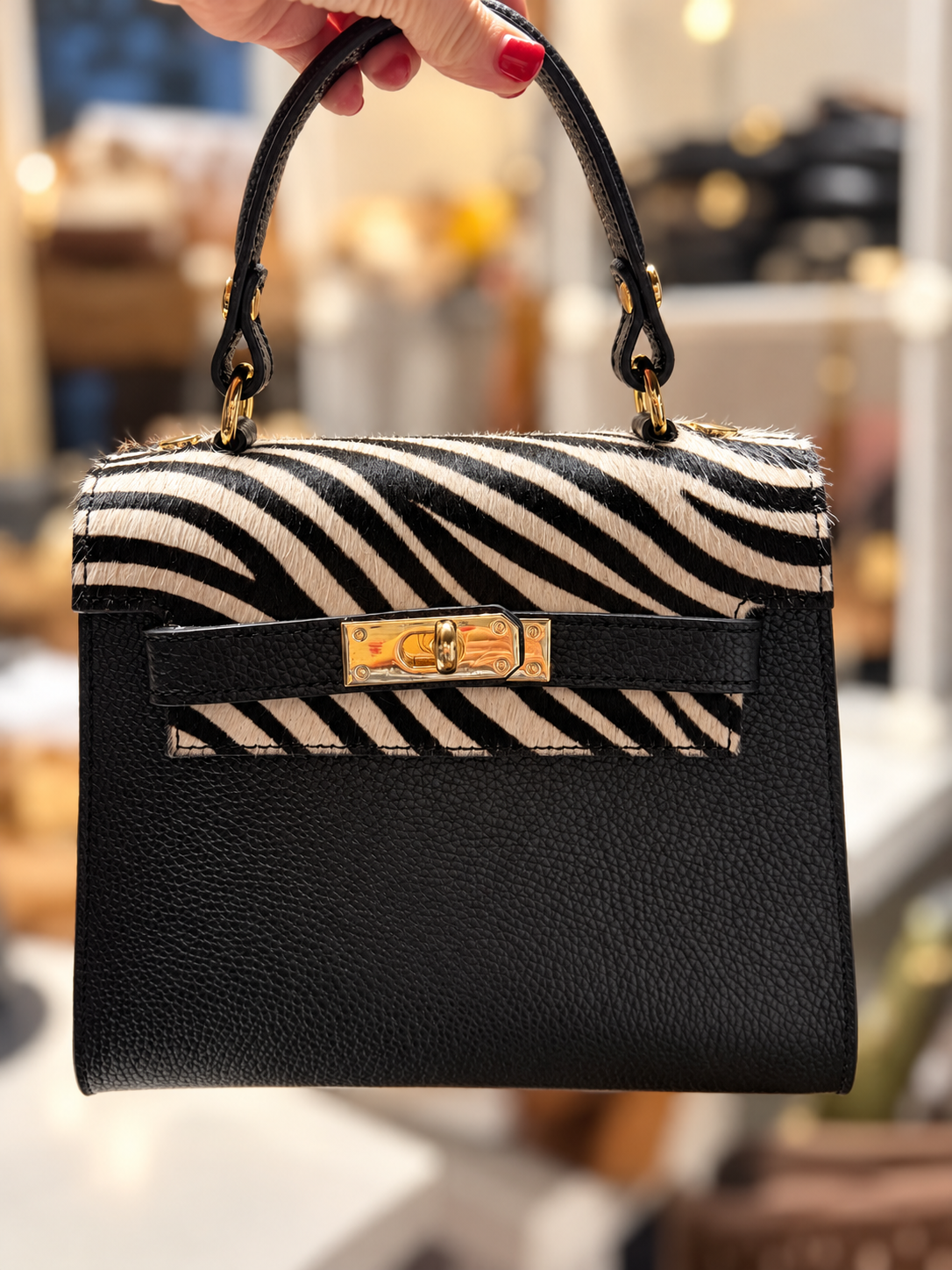 The Midnight Safari Italian pebble grain leather and Hair on! Made in Italy!