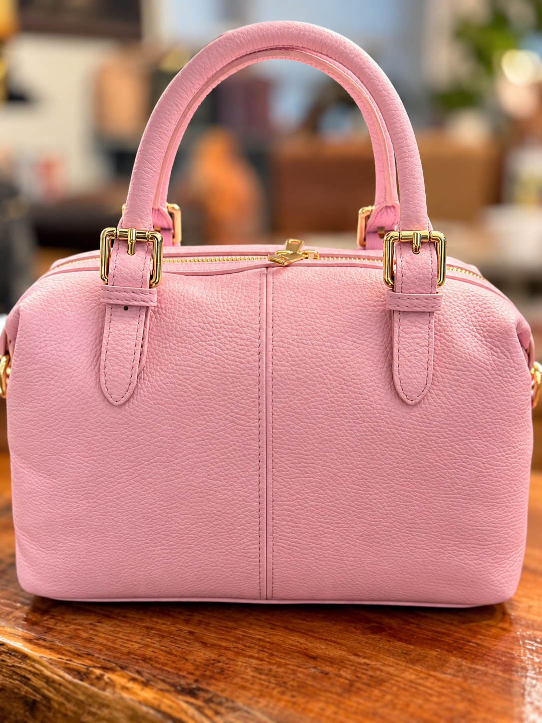 Baby blush pink bowler bag medium size! Made in Italy!( comes with a wild rag)
