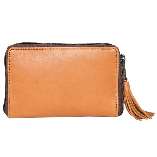 Cowhide & leather Wallet- Brown & White