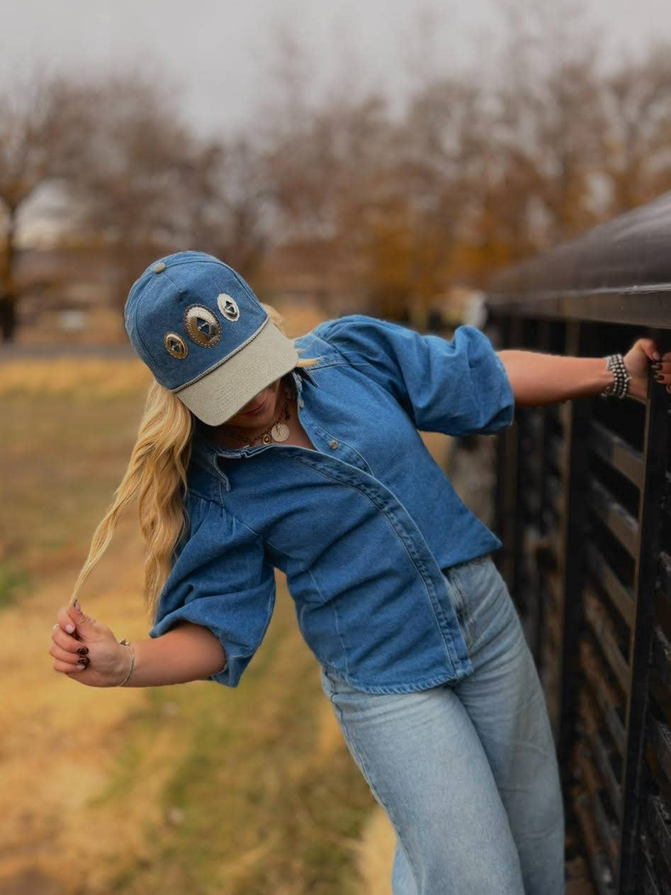 Brim + Band - Two Tone Concho Trucker Hat