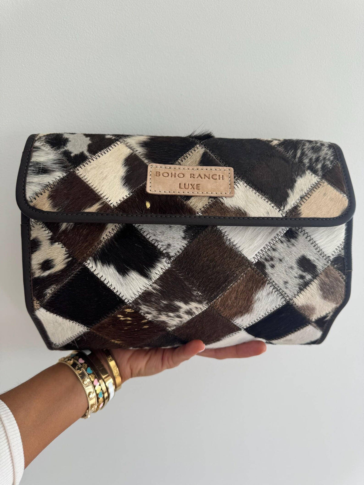 Boho Ranch Shop - BOHO LUXE FOLDABLE travel makeup jewelry bag Genuine Cowhide