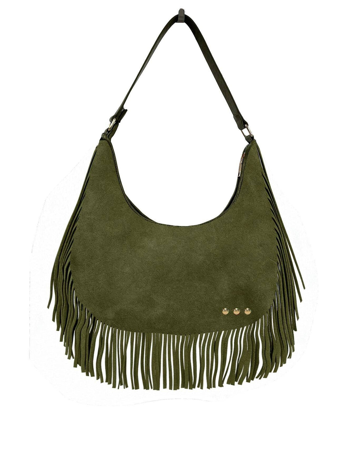 Pretty Simple - Loretta Suede Fringe Slouchy Bag - Chocolate
