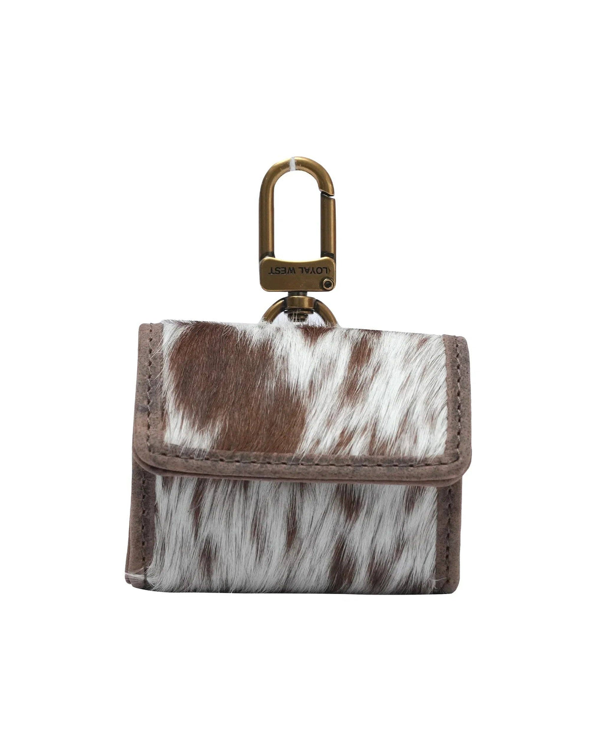 Loyal West - Gloriana Clip On Bag Charm - Brown & White Cowhide