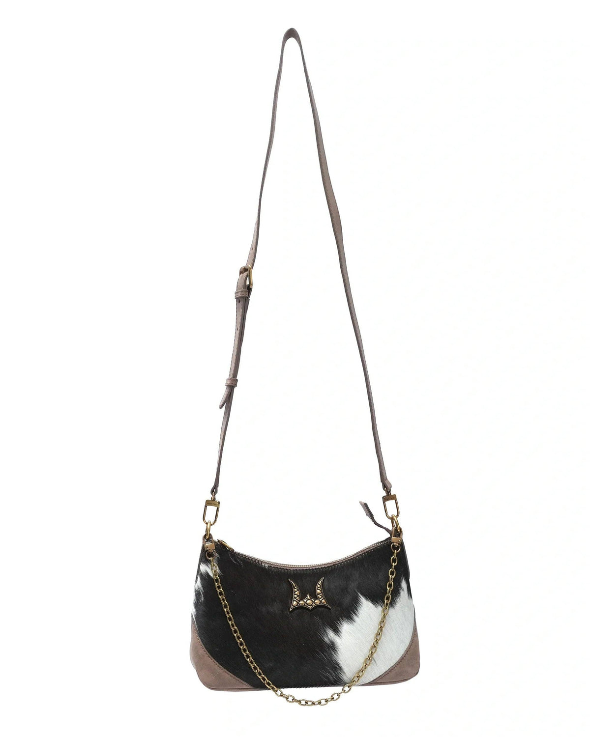 Loyal West - Montana Medium Shoulder Bag - Black & White Cowhide