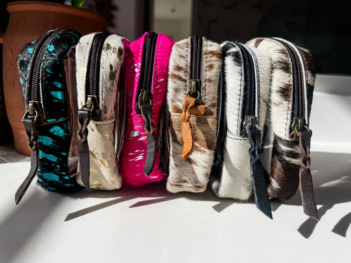 Boho Ranch Shop - Toiletry Makeup Travel Bag - PINK + SILVER SPECS