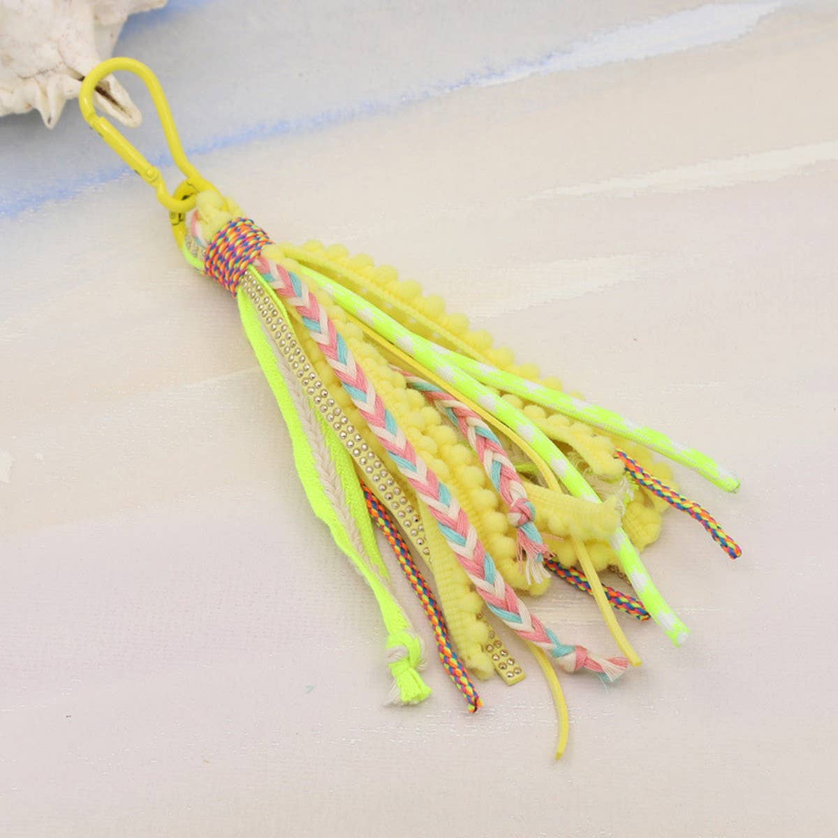 ACCITY - SOLID COLOR VELVET TASSEL KEYCHAIN BAG PENDANT_CWMM3555 - ROSE1 / (OS) 1