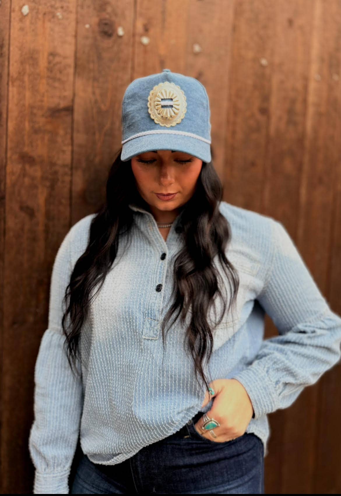 Brim + Band - Denim Single Concho Trucker Hat