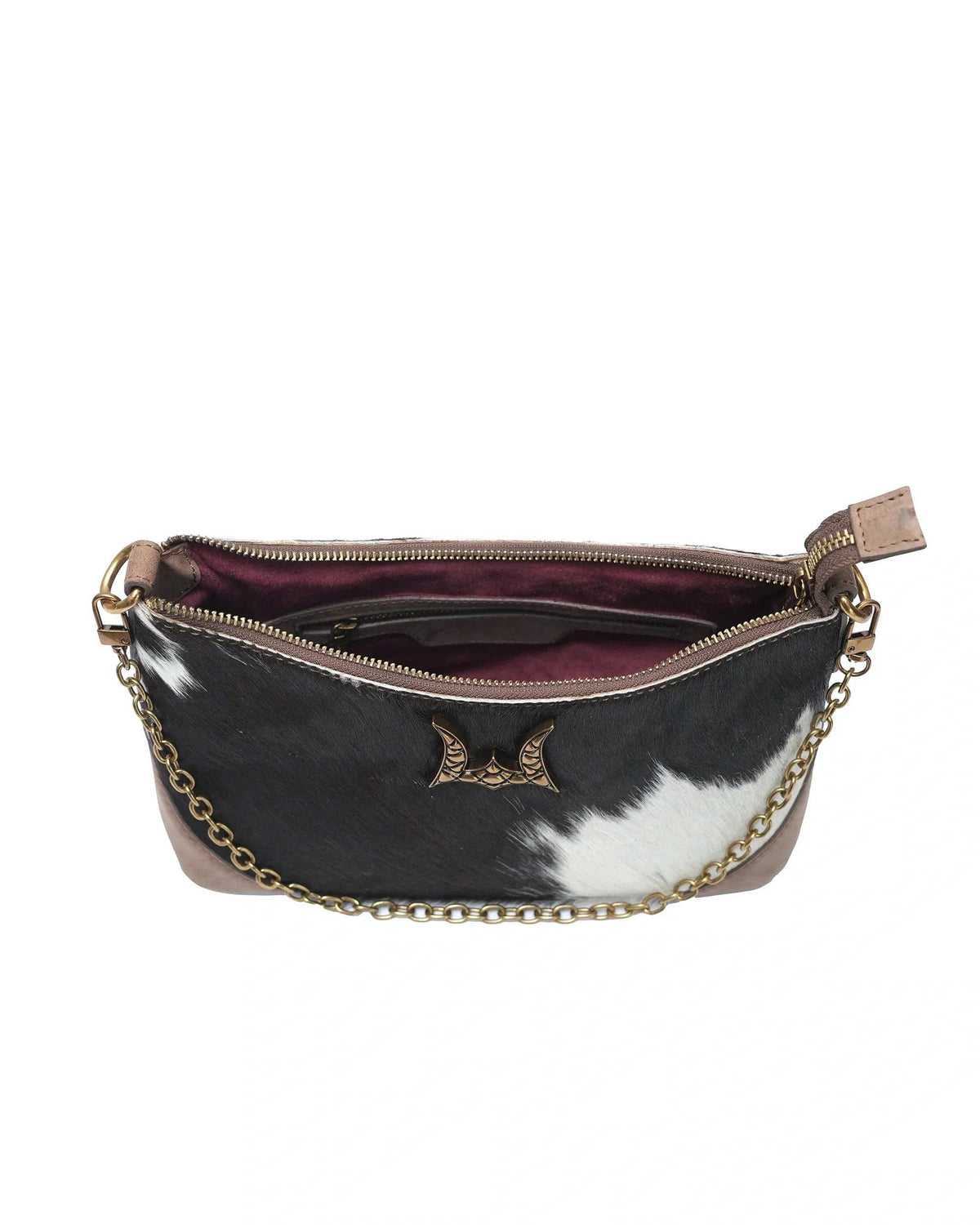 Loyal West - Montana Medium Shoulder Bag - Black & White Cowhide
