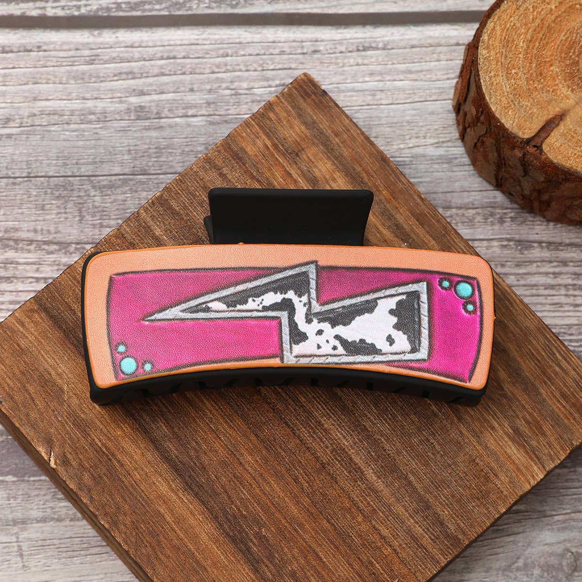 ACCITY - Western Leather Hair Claw - Cactus Butterfly Clip_CWASC1625 - TYPE4 / (OS) 1