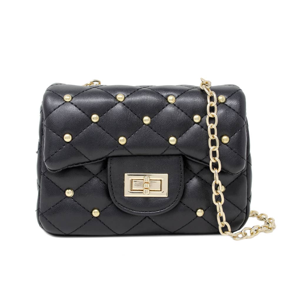 Tiny Treats and ZOMI GEMS - Classic Quilted Stud Mini Bag - Black