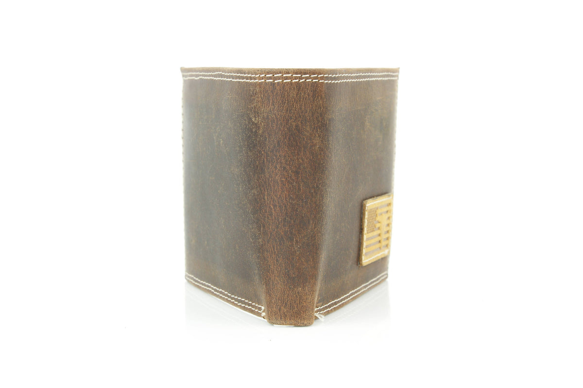Leather Impressions Inc - Bi-Fold Wallet with Flag & Bison Skull ABMW 25-2008 - Black