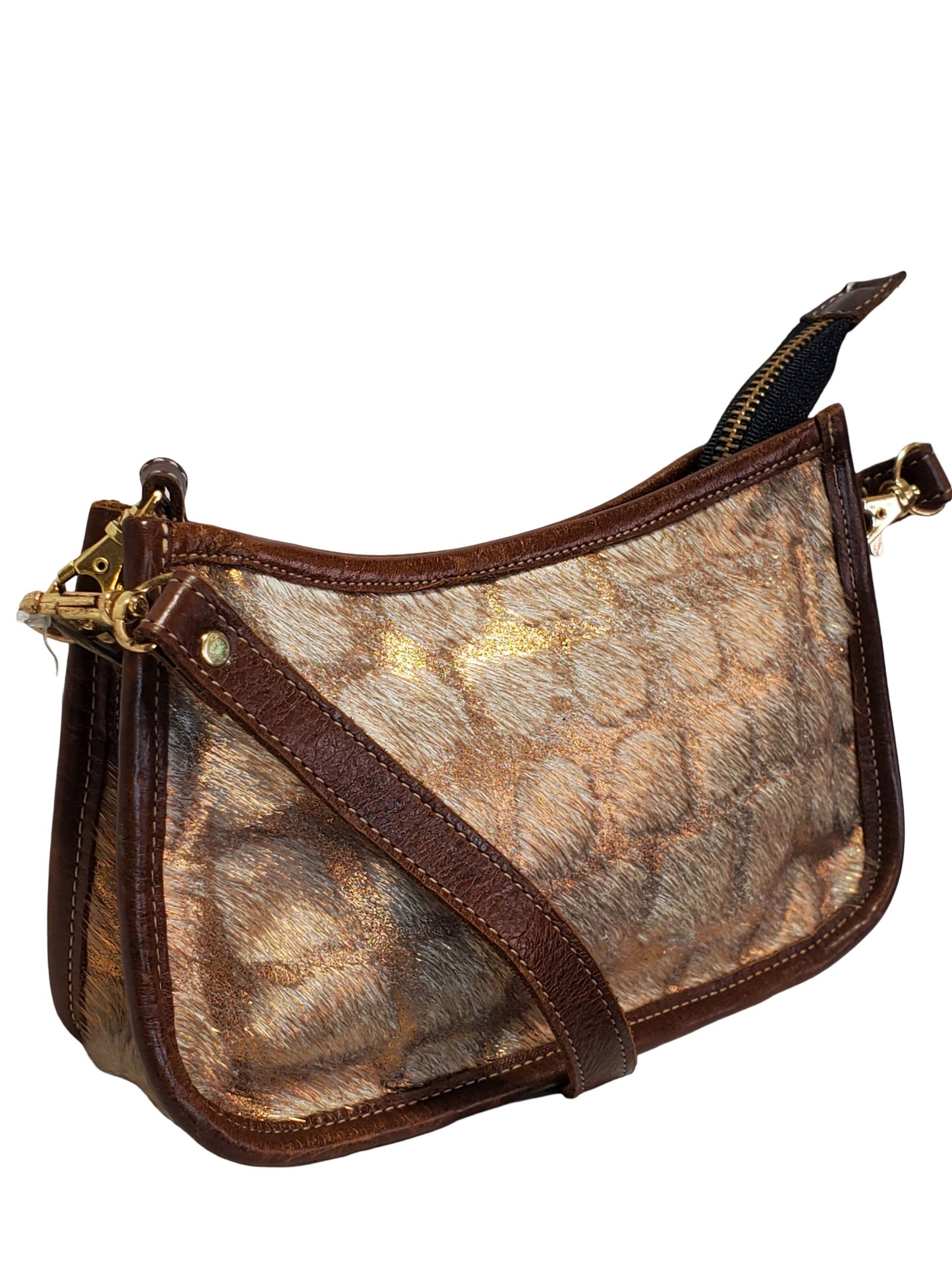 Charlie Leather - Nora Mini Handbag & Crossbody  - Gold Fur