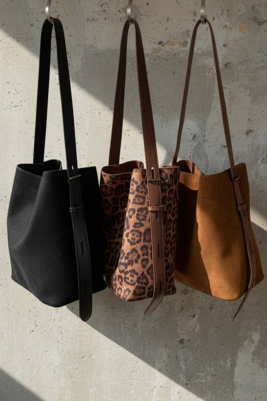 Microsuede Bucket Tote Bag - LEOPARD / 1(ONE SIZE)