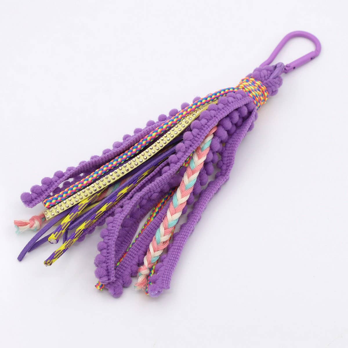 ACCITY - SOLID COLOR VELVET TASSEL KEYCHAIN BAG PENDANT_CWMM3555 - Black / (OS) 1