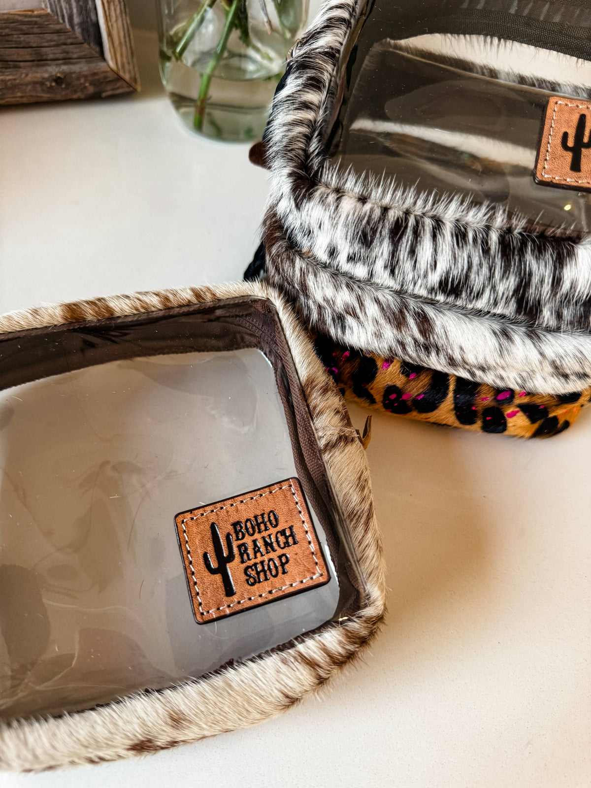 Boho Ranch Shop - Toiletry Makeup Travel Bag - PINK + SILVER SPECS