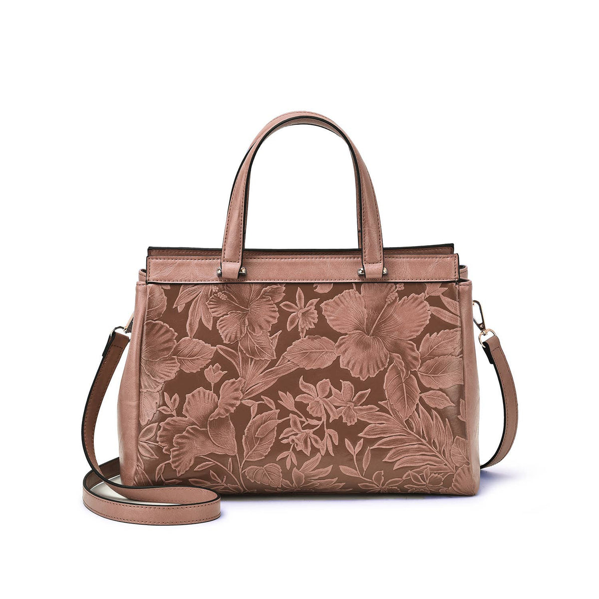 Salome 3D Embossed Floral Satchel - Black