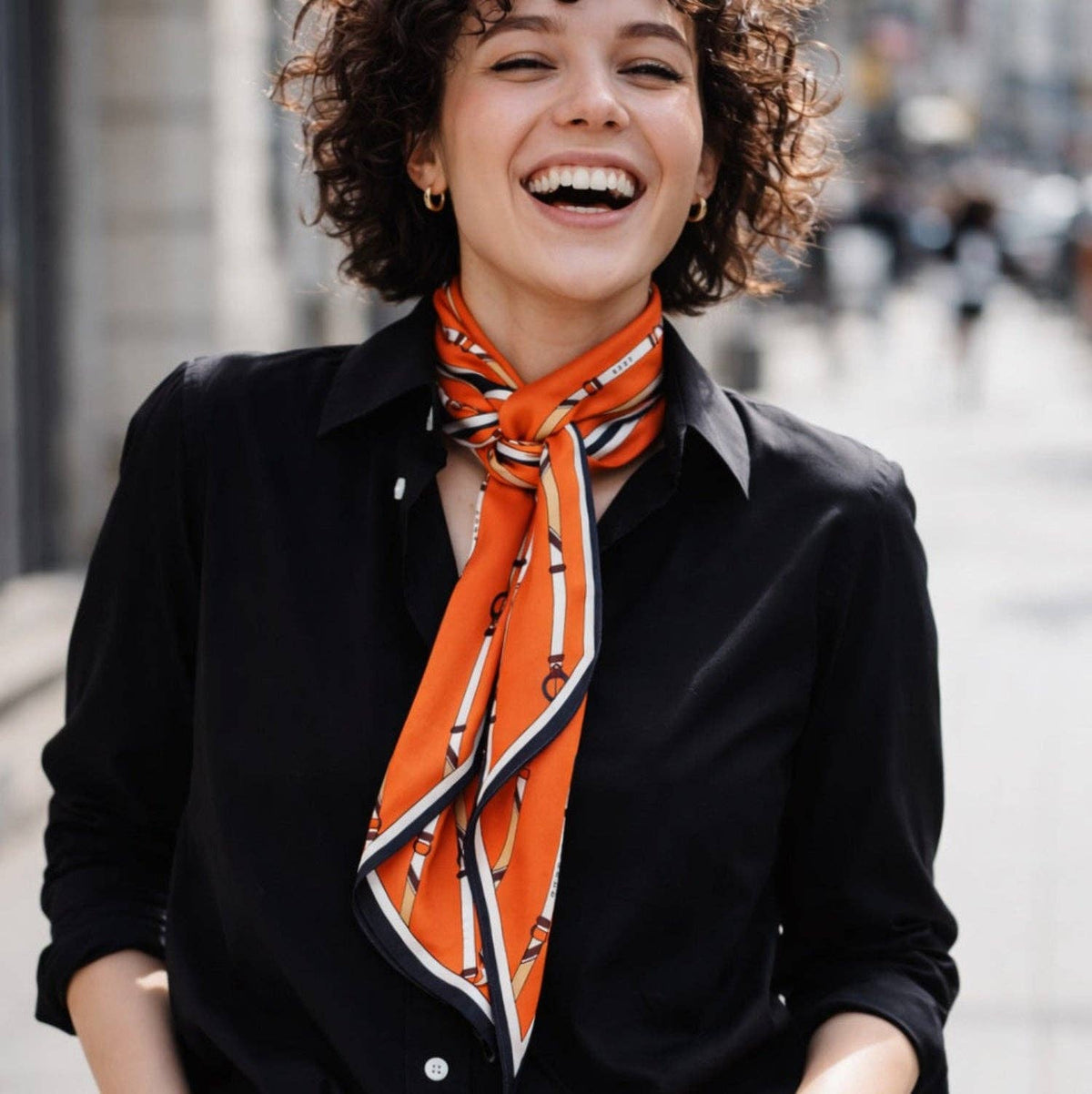 Ellison+Young - Saddle Stripe Silky Jumbo Twilly Scarf – Classic Equestrian Elegance