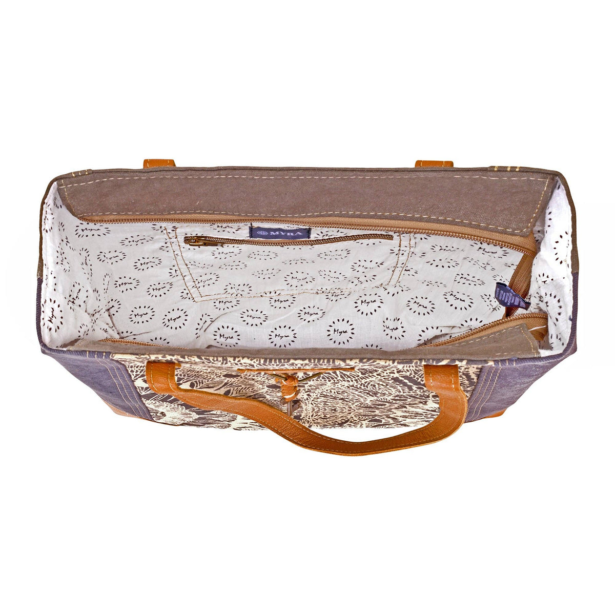 Myra Bag - Abstract Key Tote Bag in charcoal with lace print - Charcoal