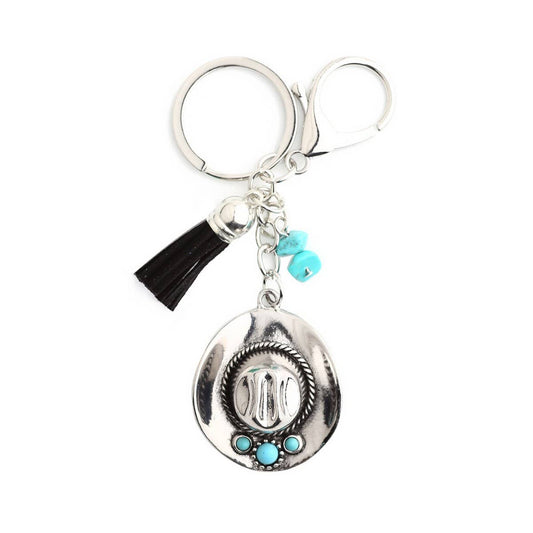 ACCITY - Boho Cowboy Hat Keychain with Vintage Western Charm_CWAB5083 - BLACK / (OS) 1