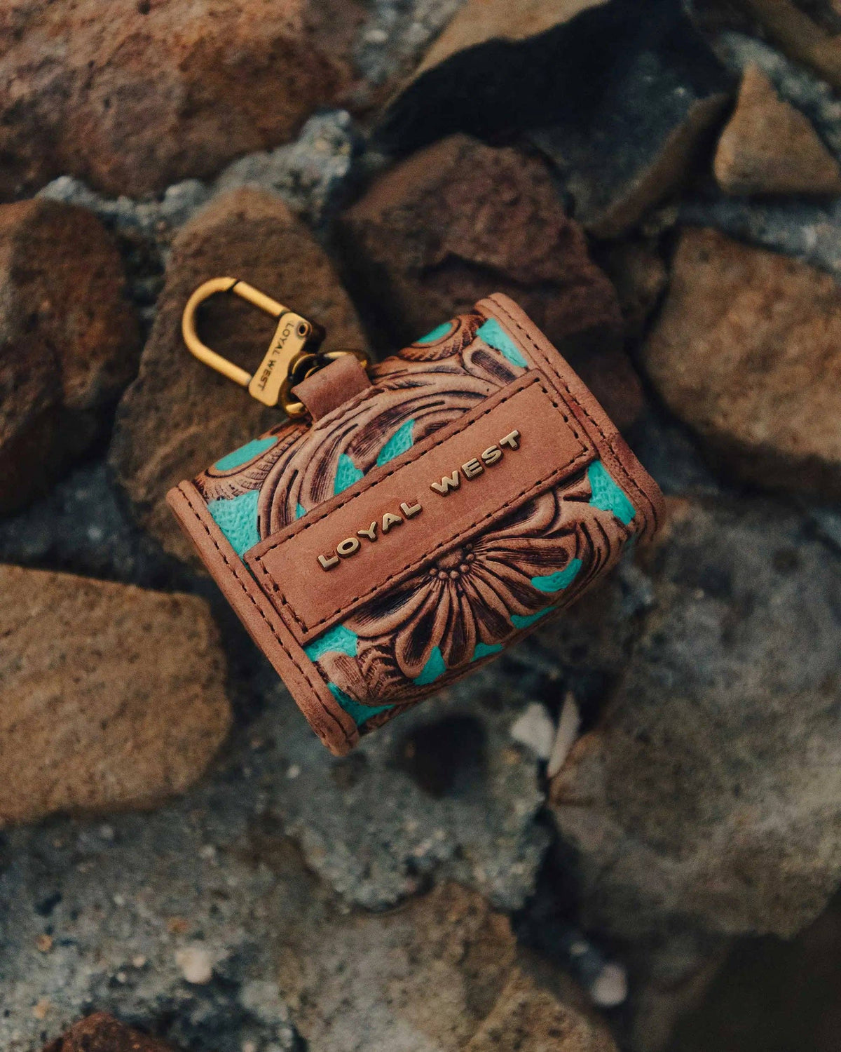 Loyal West - Handtooled Gloriana Clip On Bag Charm - Whiskey & Water