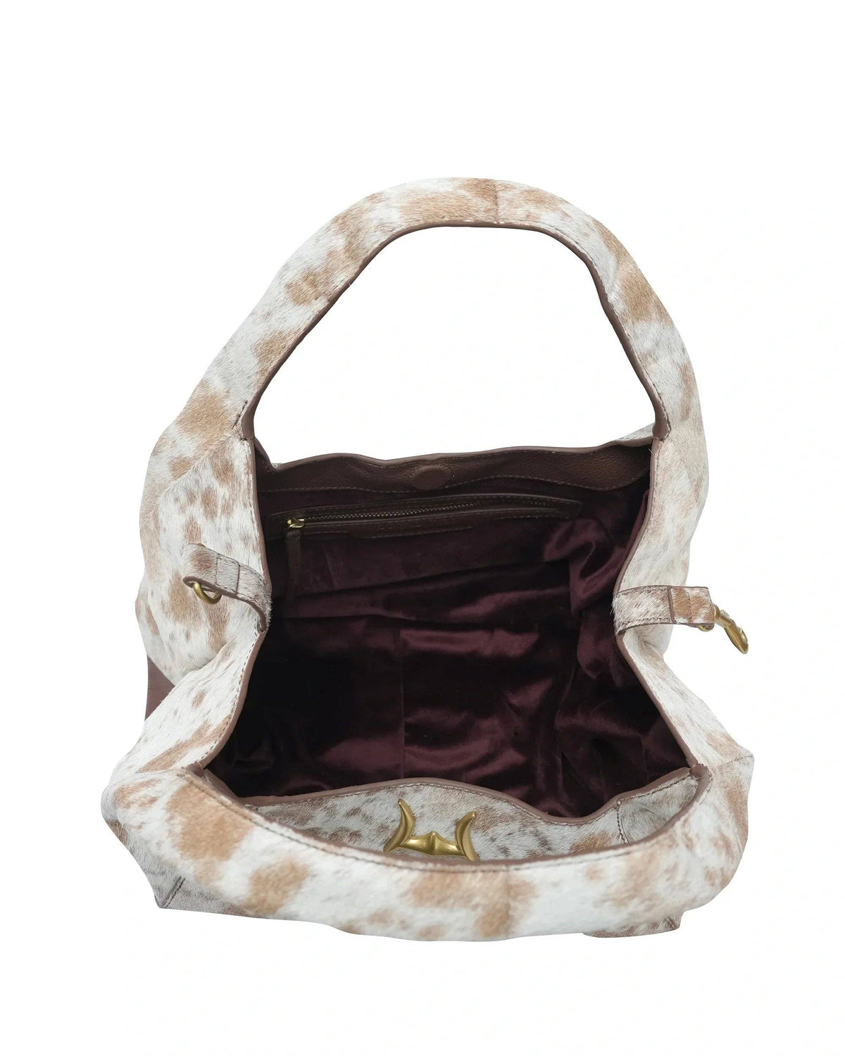 Loyal West - Vita Servans Hobo Bag - Brown & White Cowhide