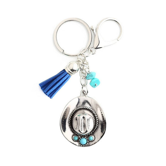 ACCITY - Boho Cowboy Hat Keychain with Vintage Western Charm_CWAB5083 - BLUE / (OS) 1
