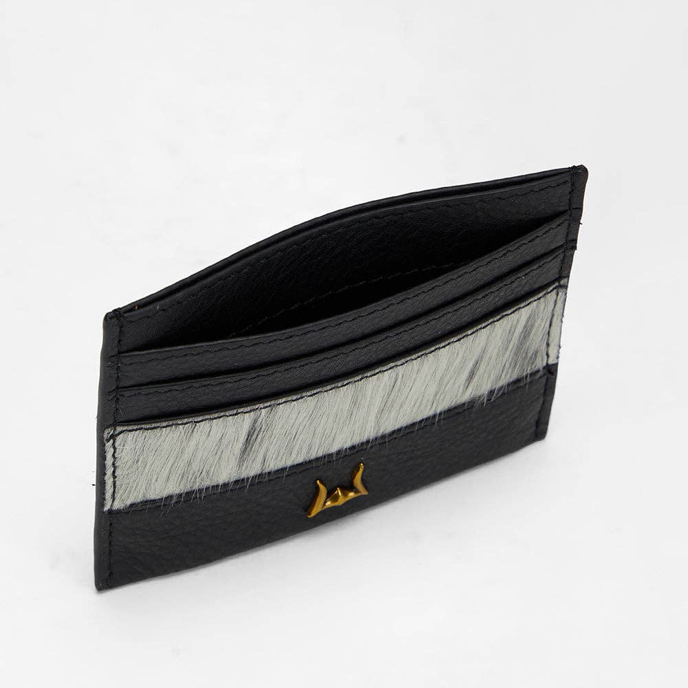 Myra Bag - Loyal West Shell Card Holder In Black & White Cowhide - Single