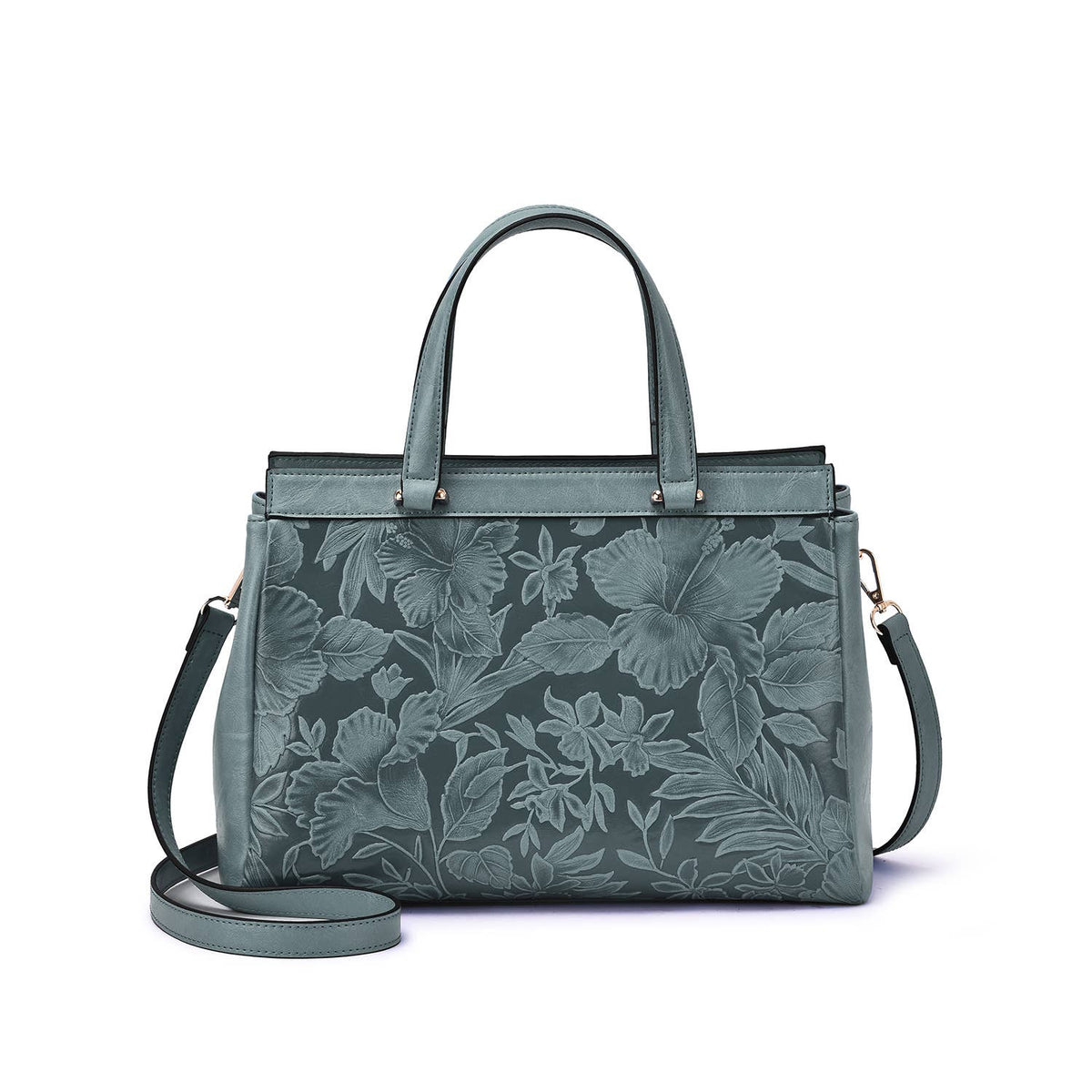 Salome 3D Embossed Floral Satchel - Black