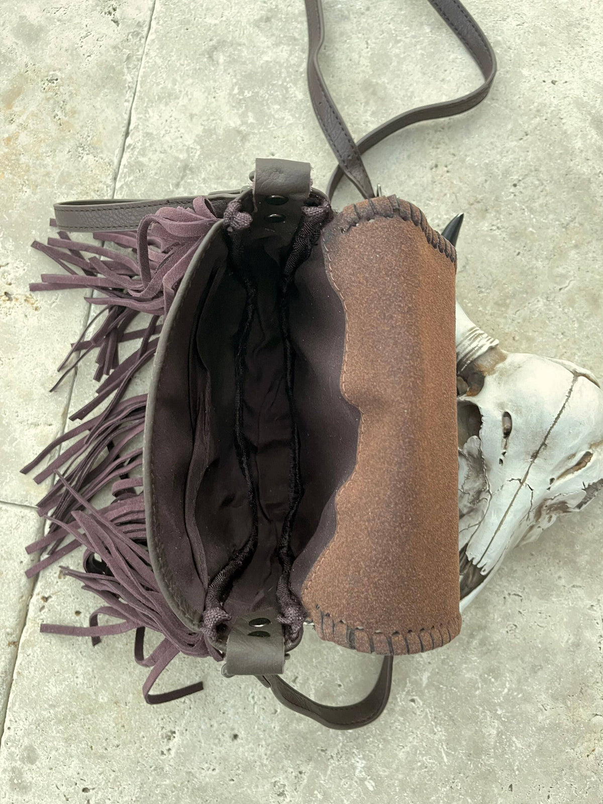 Boho Ranch Shop - The Kylie Crossbody - Genuine Hairon Cowhide - WHITE + GOLD SPECS
