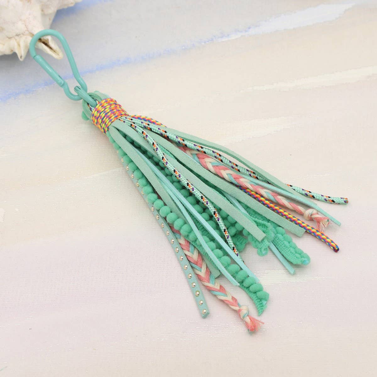 ACCITY - SOLID COLOR VELVET TASSEL KEYCHAIN BAG PENDANT_CWMM3555 - Pink / (OS) 1
