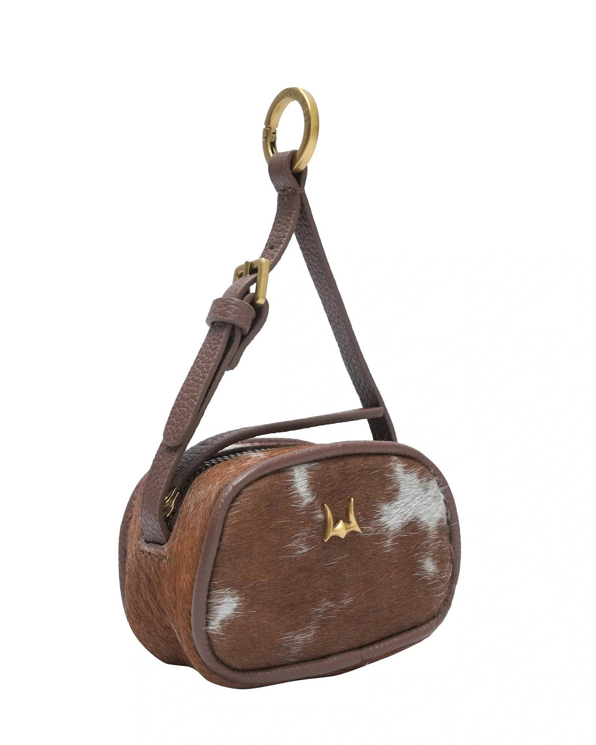 Loyal West - Sophia Micro Bag Charm - Brown & White Cowhide