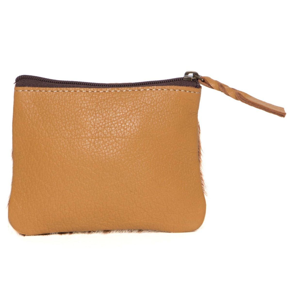 Tooling Leather Cowhide Zip Purse - Black & White