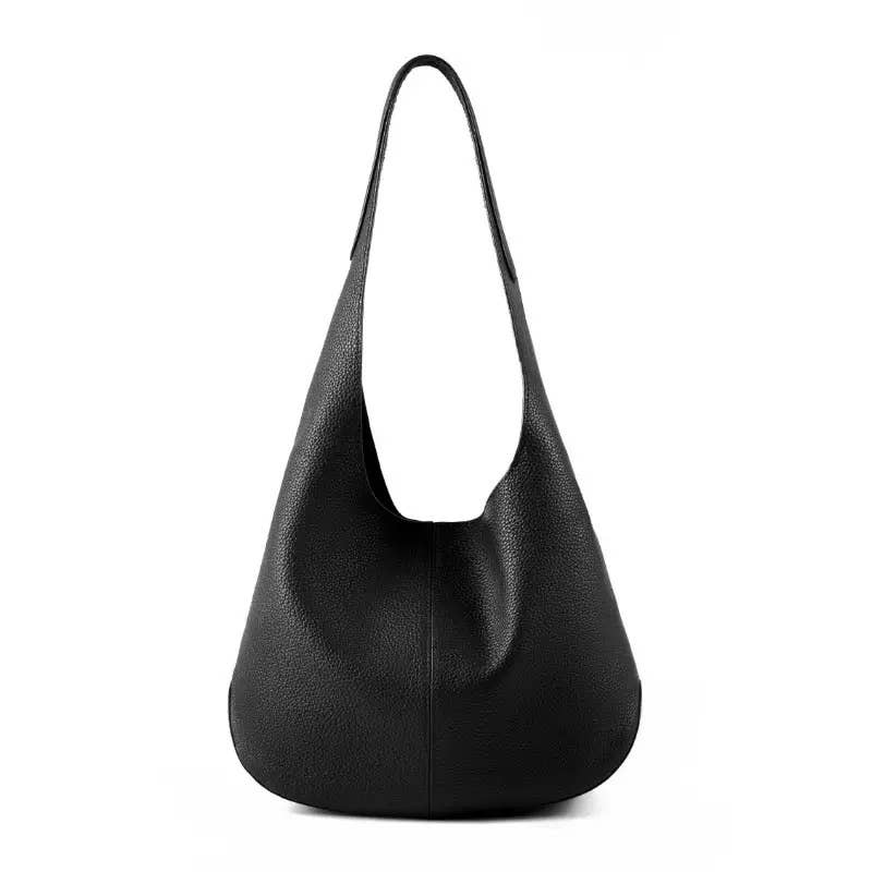 Sook Stainable - Grain leather simplistic tote bag  - Black