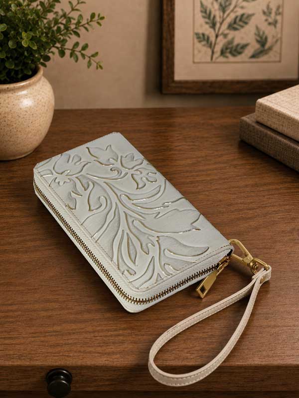 MC Handbags - 5023 Odessa Wallet - Genuine Tooled Embossed Leather  - Black Multi