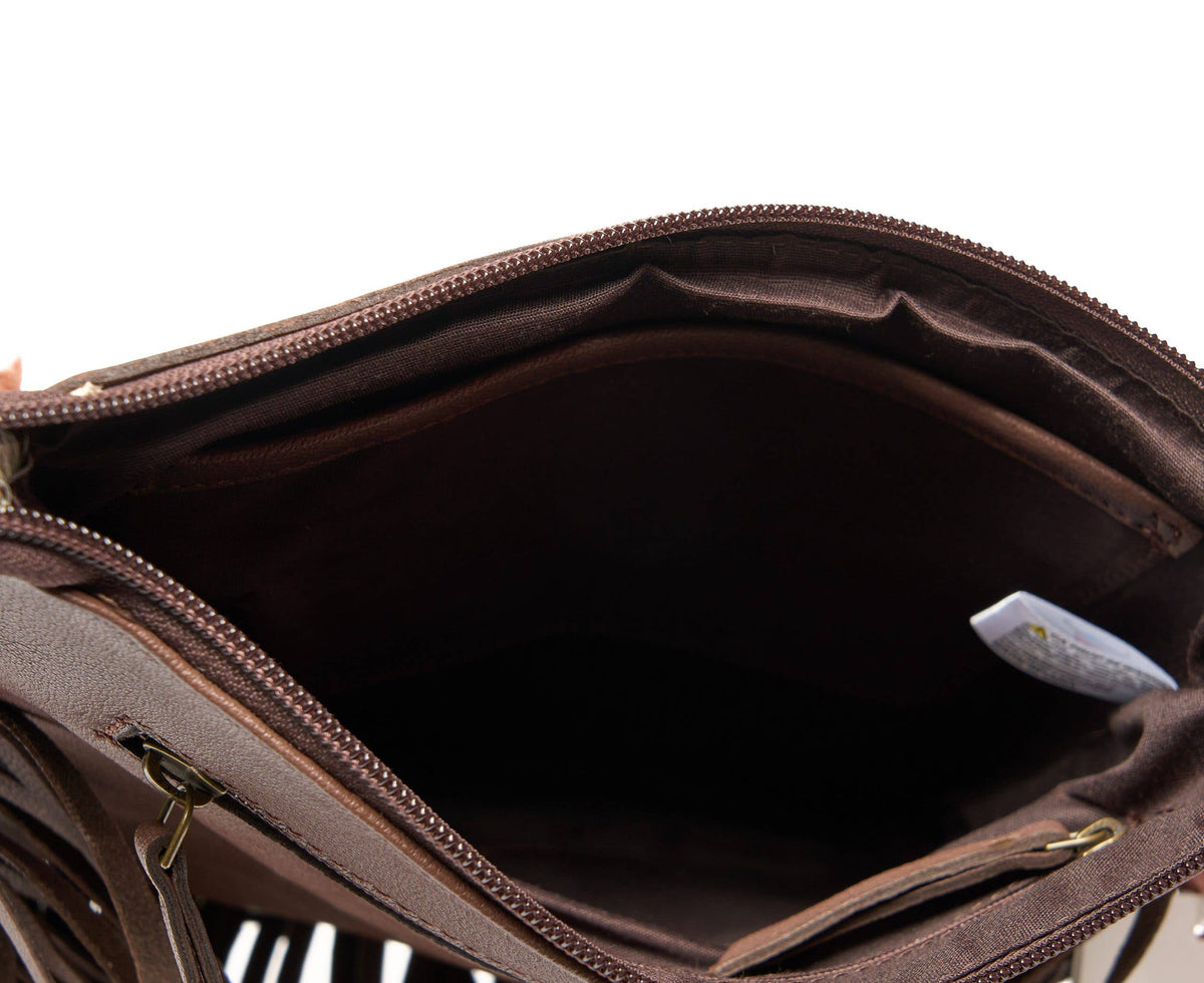 Leather Impressions Inc - Fringe Messenger Bag with Bison & Cactus ABHB 18-26108
