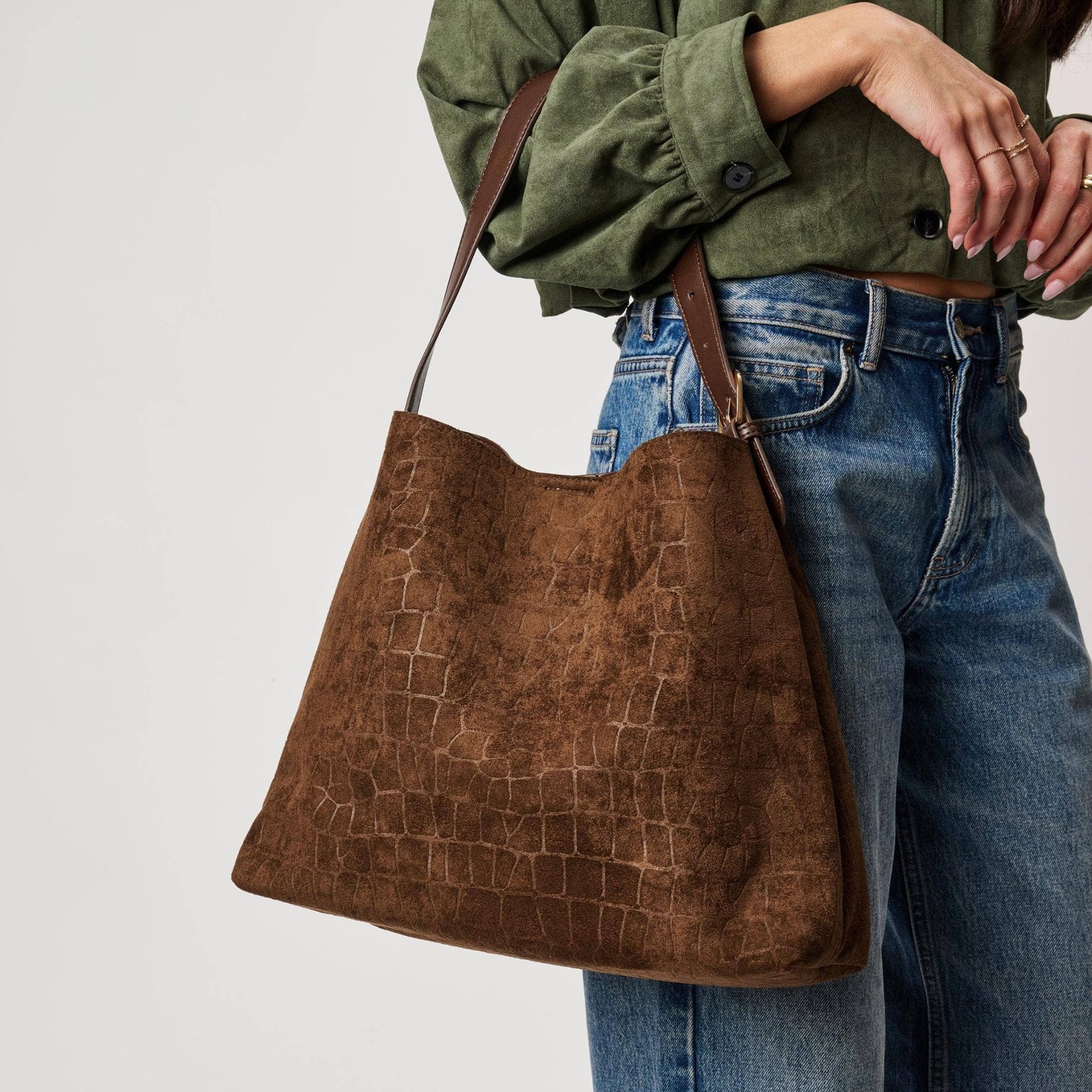 Moda Luxe - Neve Croco Tote - Chocolate