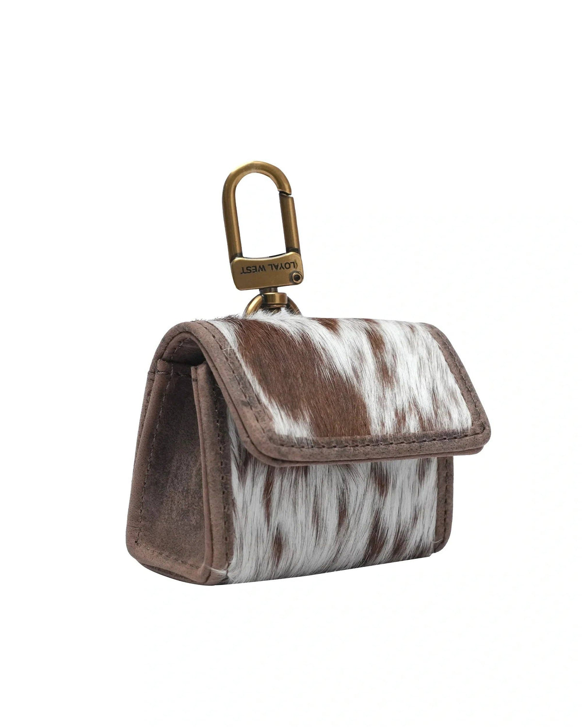 Loyal West - Gloriana Clip On Bag Charm - Brown & White Cowhide
