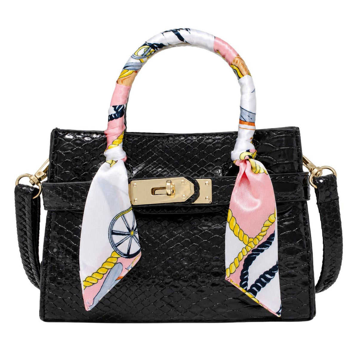 Tiny Treats and ZOMI GEMS - Crocodile Scarf Handbag - Black