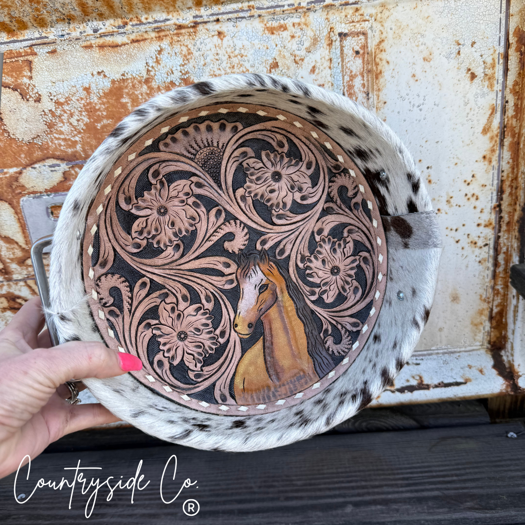 Countryside Co. - Circle Tooled Leather Cowhide Tray
